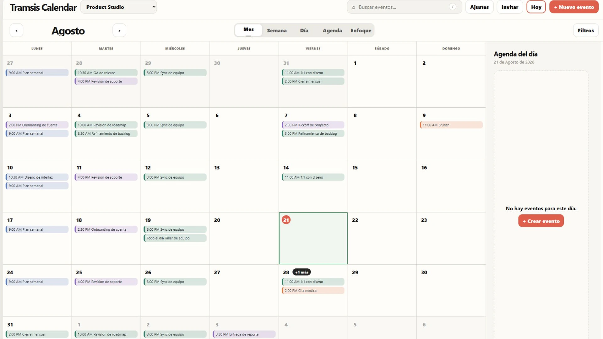 Vista de Tramsis Calendar
